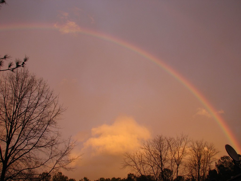 Arcobaleno in paesaggio marroncino