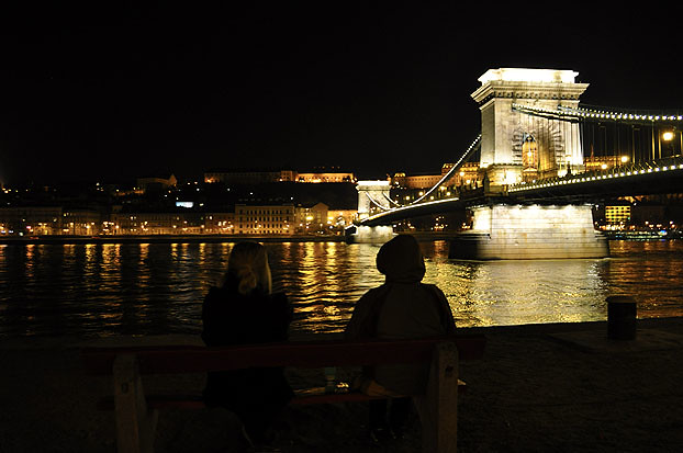 Magnifico ponte illuminato di notte